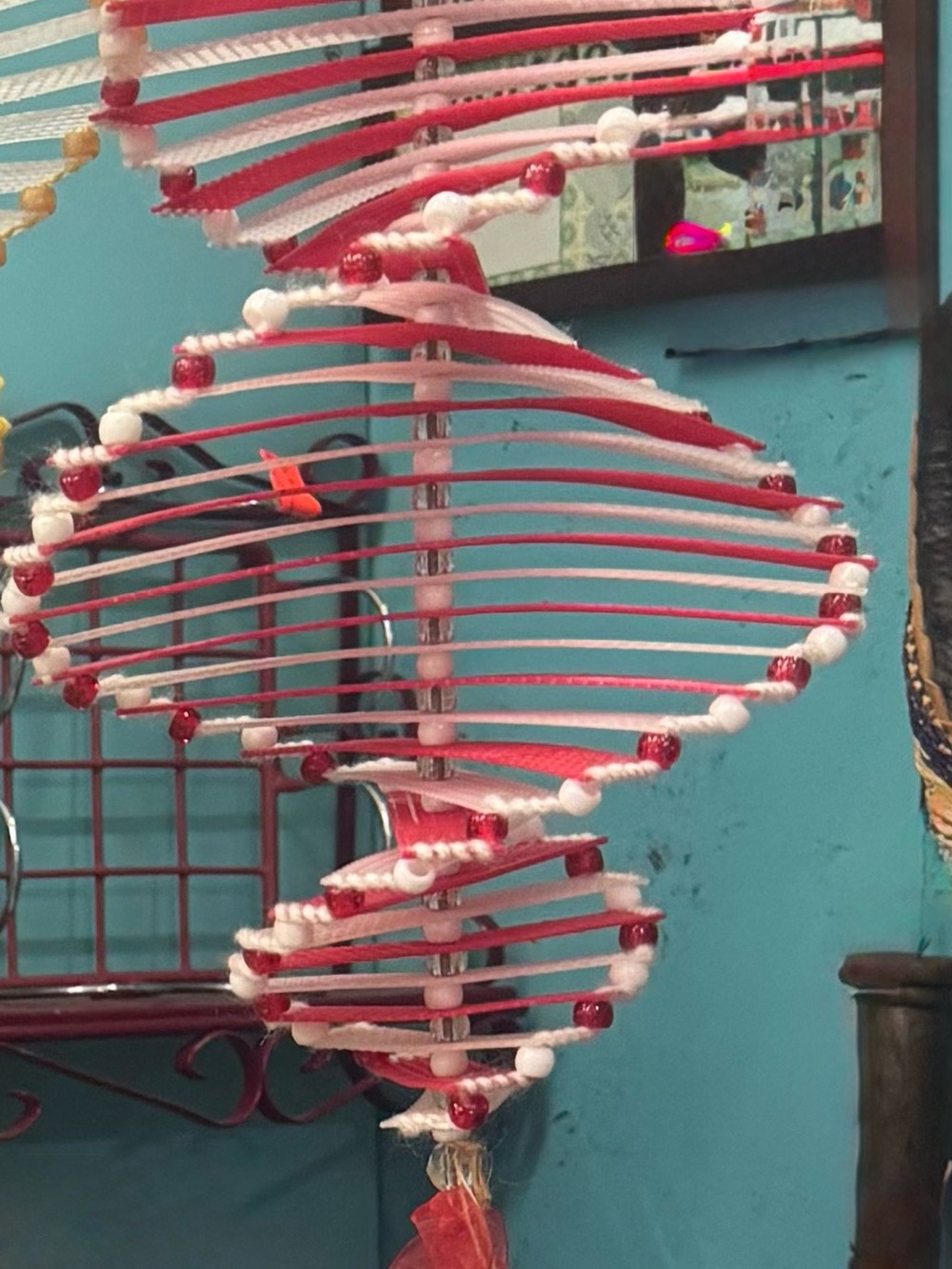 Festive Red and White Spiral Holiday Hanging Decor Wind spinner- Unbranded